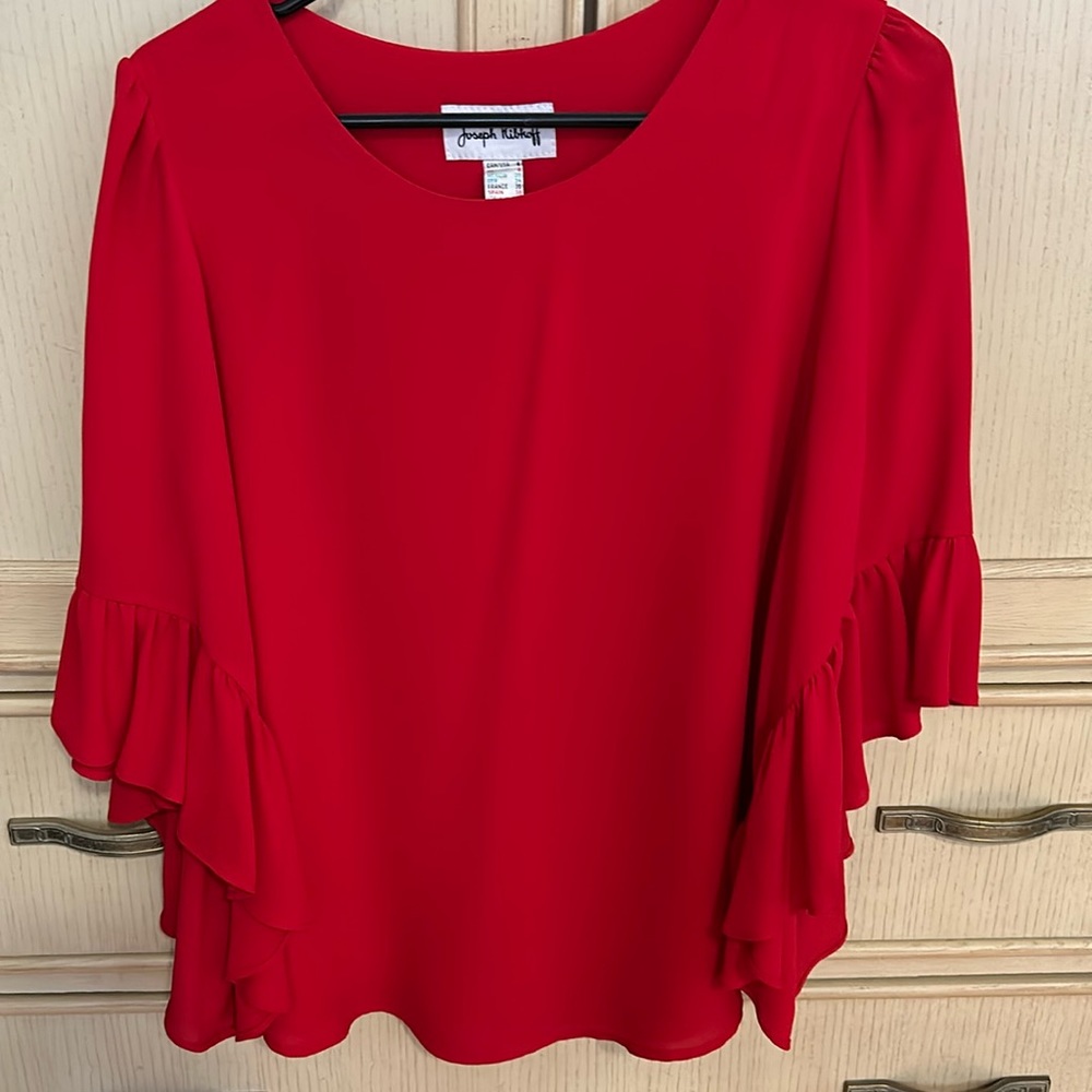 Joseph Ribkoff vibrant red blouse
